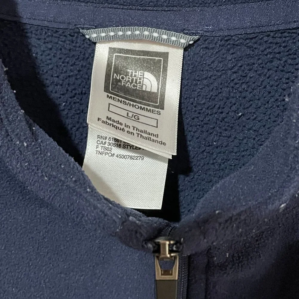 THE NORTH FACE Men's L Pullover 1/4 Zip Long Sleeve Fleece Navy Blue Gray Jacket